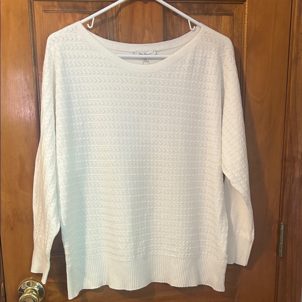 Vila Milano Textured Scoop Neck Sweater Color Eggshell